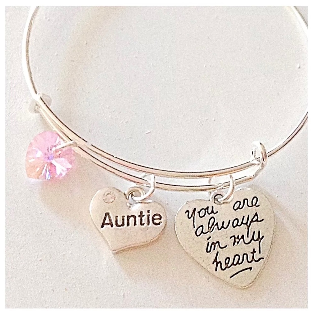 Personalized 🌷 Auntie Silver Bangle Bracelet Gift